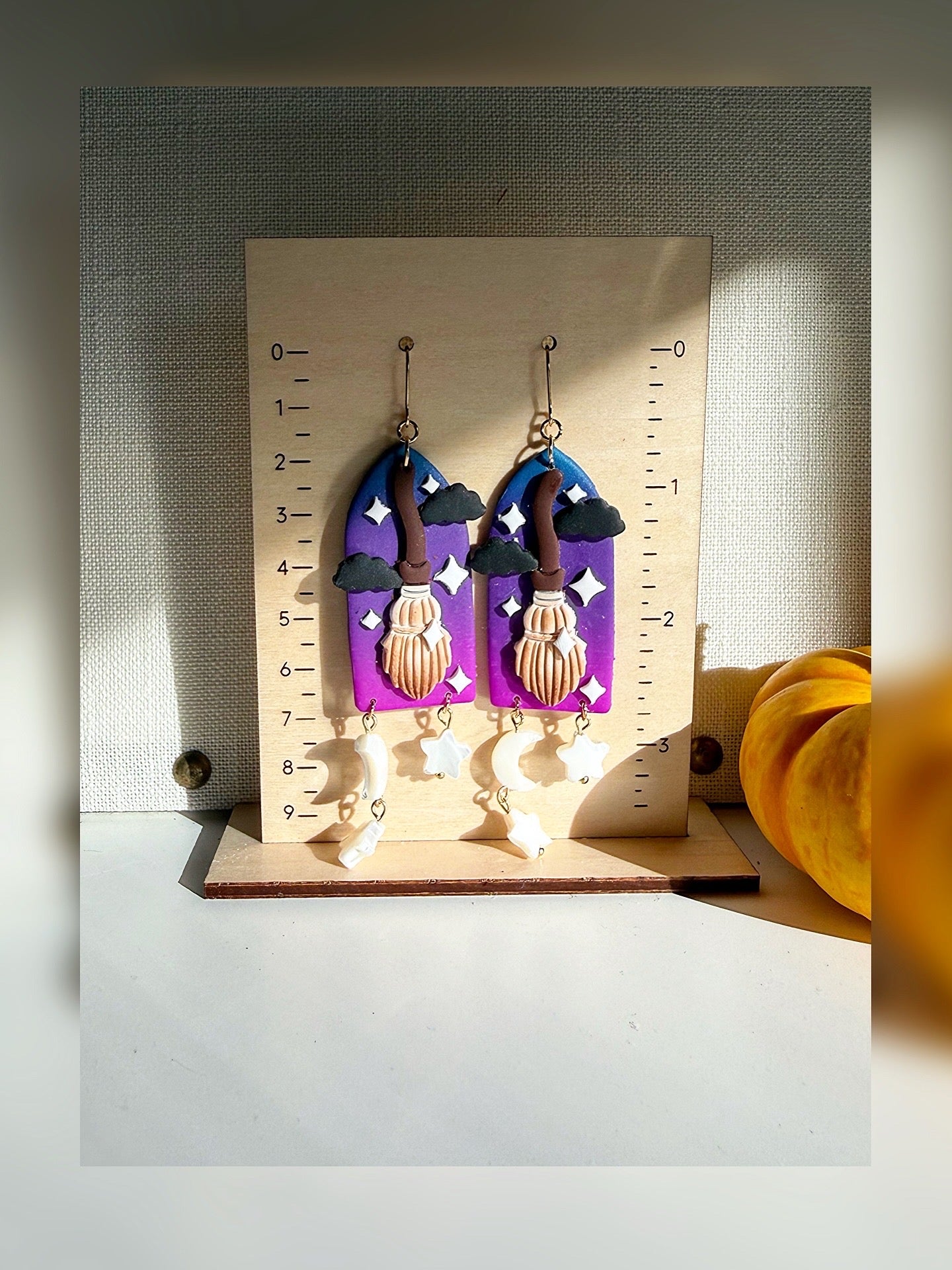 Midnight Ride Earrings – Witch’s Broom Under the Stars