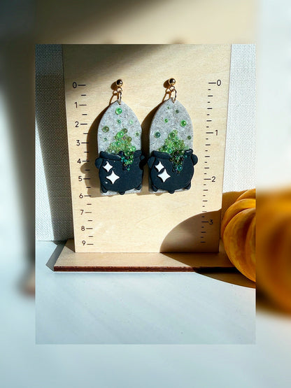 Spellbound Cauldron Earrings – Bubbling Potion &amp; Stardust Sparkle