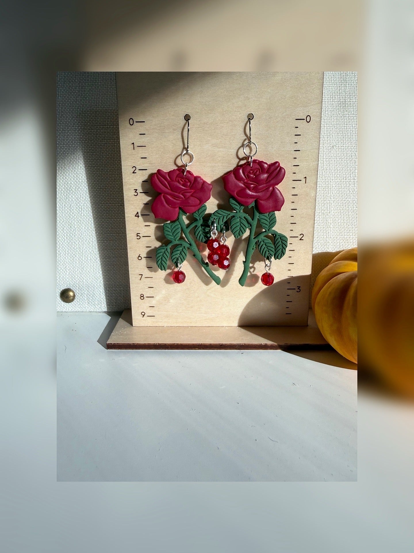 Cara Mia Earrings – Polymer Clay Rose Earrings Inspired by Gothic Romance