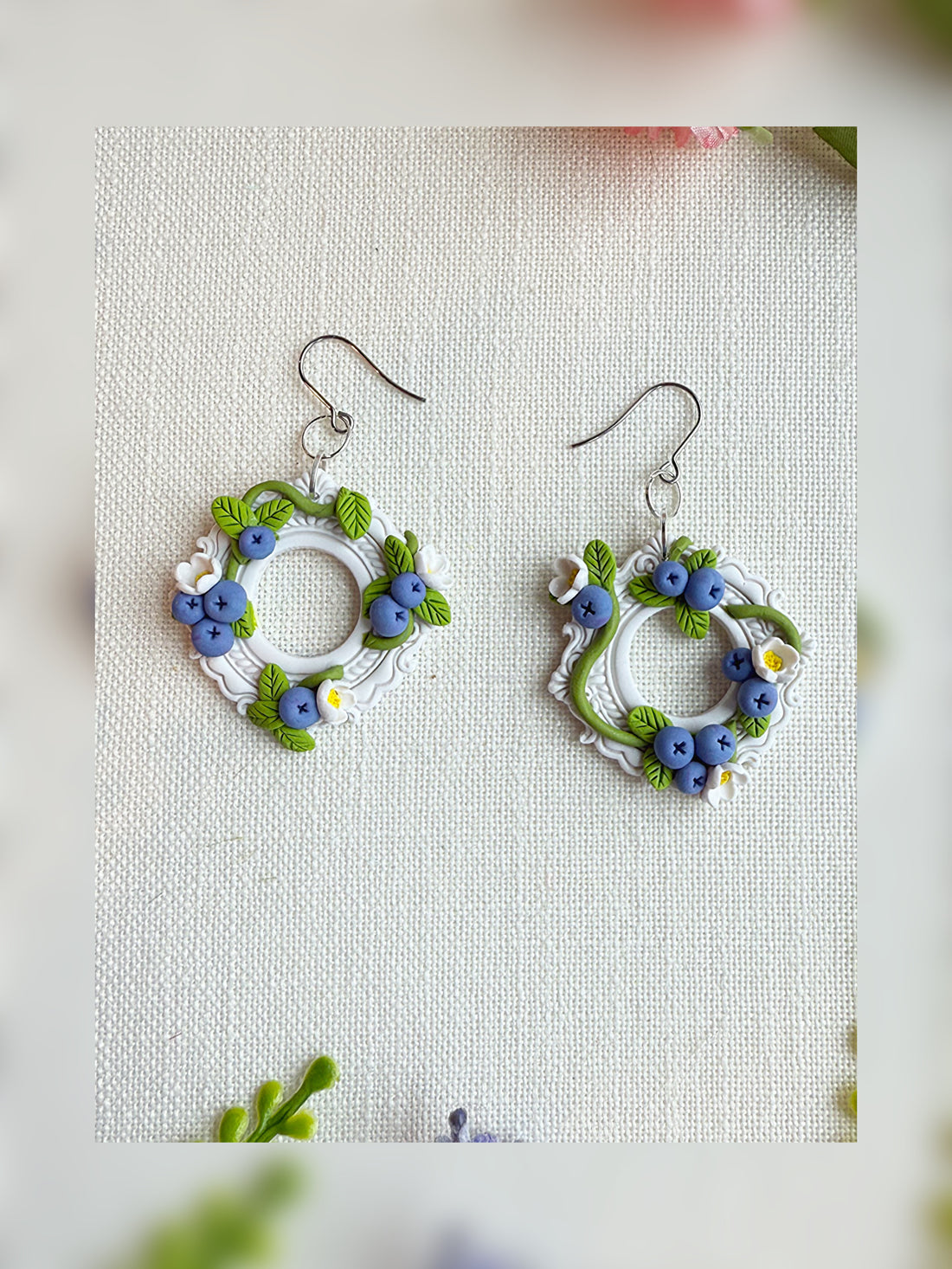 🫐 Blueberry Thicket Wreath Earrings - OOAK