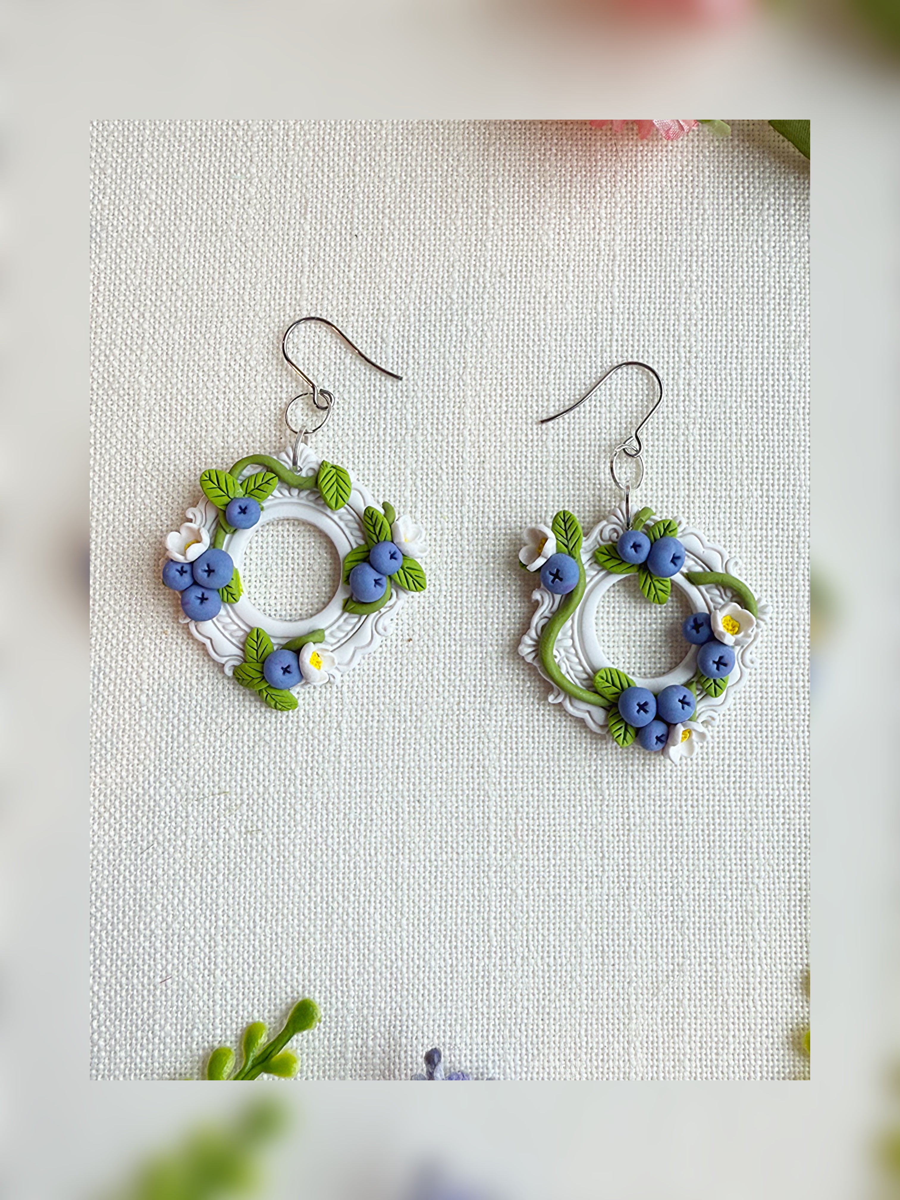 🫐 Blueberry Thicket Wreath Earrings - OOAK