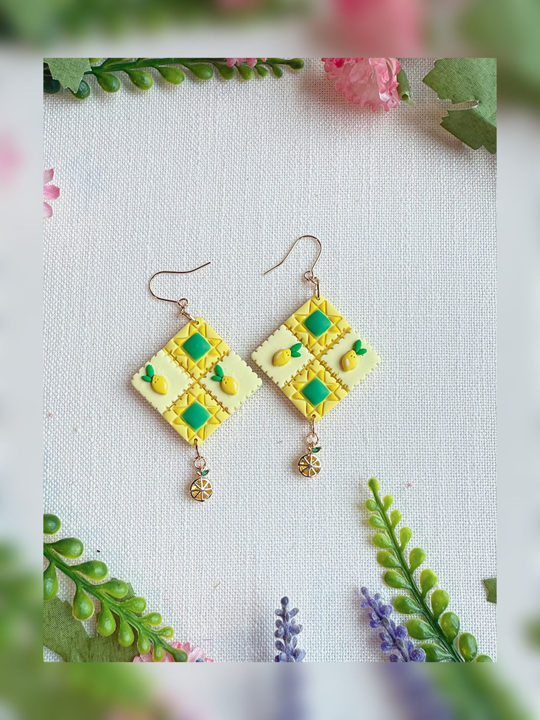 🍋 Lemon Drop Square Earrings - Limited Edition