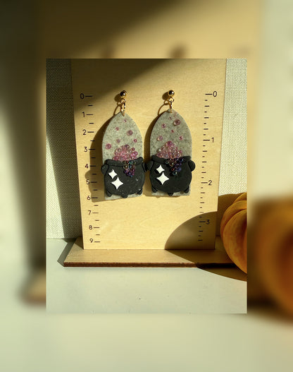 Spellbound Cauldron Earrings – Bubbling Potion &amp; Stardust Sparkle